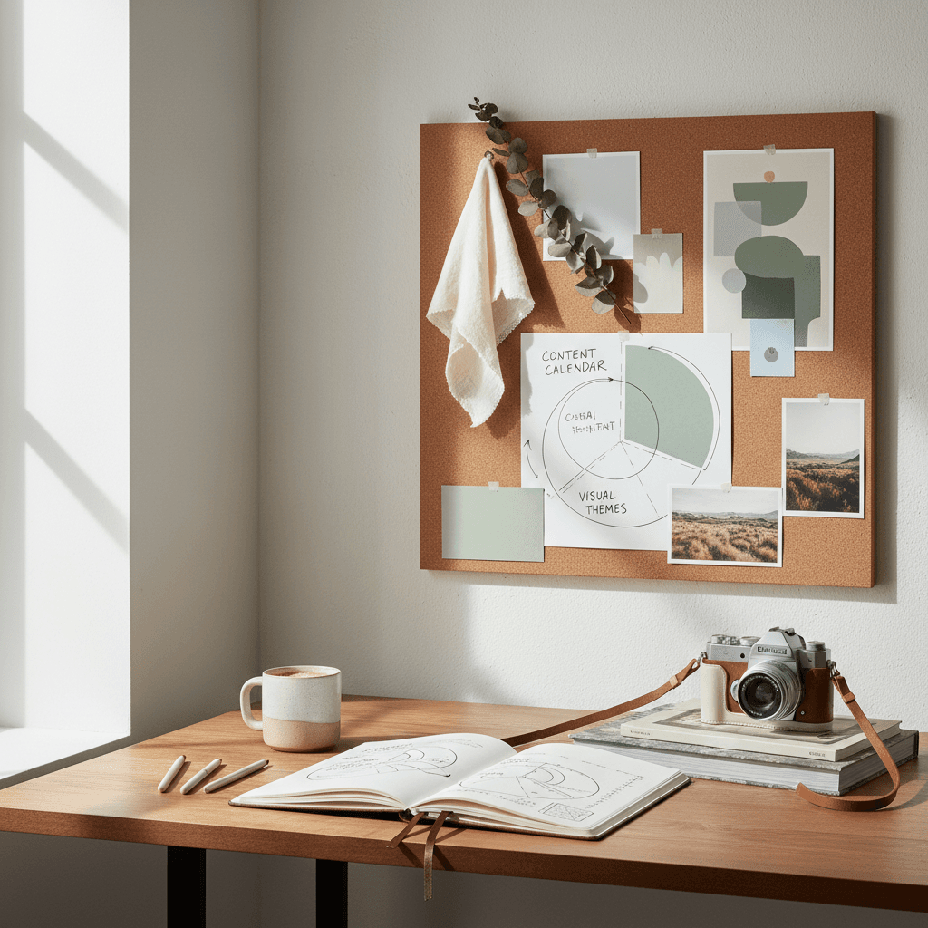 Content planning workspace with mood board