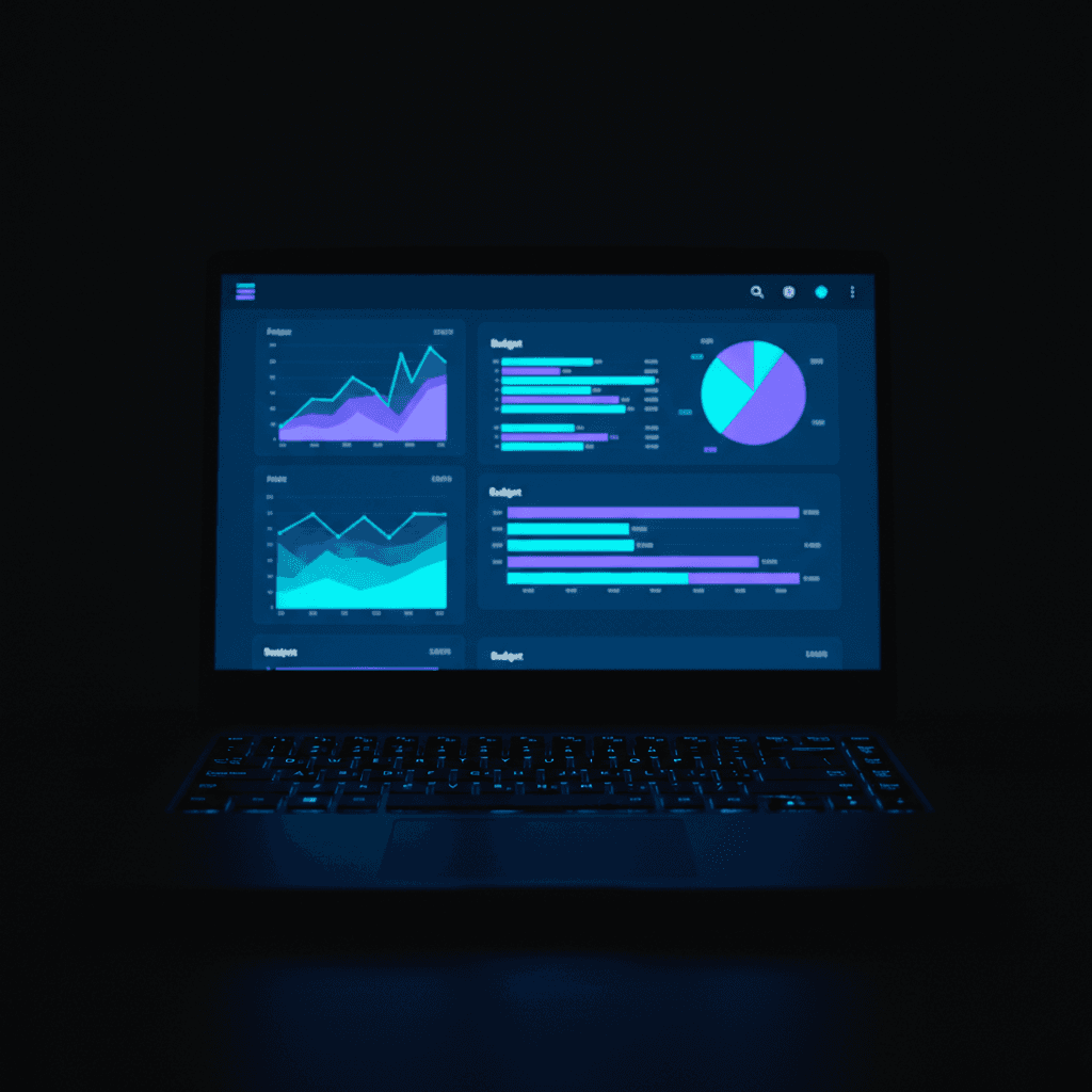 Laptop with advertising campaign dashboard